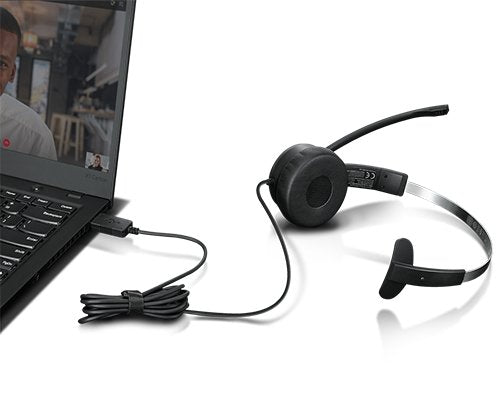 EAN 0195348460774 - Lenovo 100 Mono Auriculares Alámbrico Diadema Oficina/Centro de llamadas USB tipo A Negro imagen 4