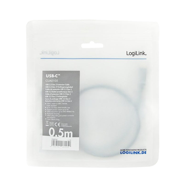 EAN 4052792062250 - LogiLink CUA0105 cable USB USB 3.2 Gen 2 (3.1 Gen 2) 0,5 m USB C Negro, Gris imagen 3