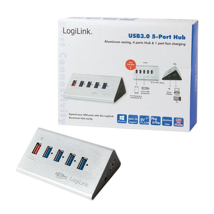 EAN 4052792033687 - LogiLink UA0227 hub de interfaz USB 3.2 Gen 1 (3.1 Gen 1) Micro-B 5000 Mbit/s Negro imagen 7