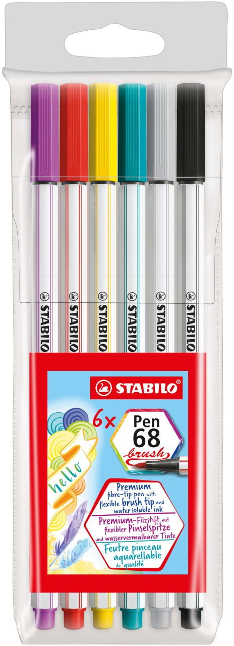 EAN 4006381546119 - STABILO Pen 68 rotulador Medio Negro, Carmín, Gris, Lila, Turquesa, Amarillo 6 pieza(s) imagen 1