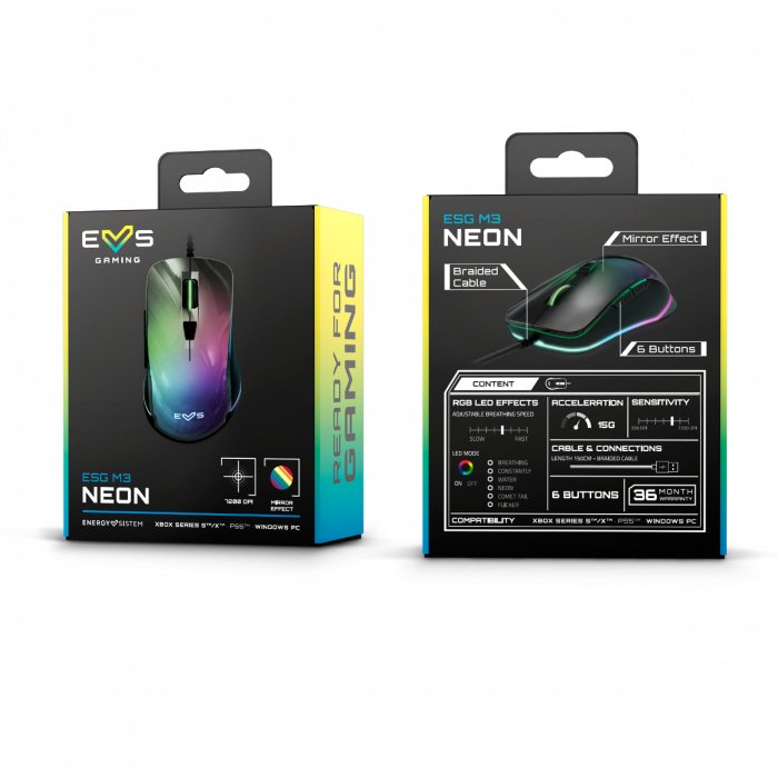 EAN 8432426452125 - Energy Sistem ESG M3 Neon ratón Juego mano derecha USB tipo A Óptico 7200 DPI imagen 5