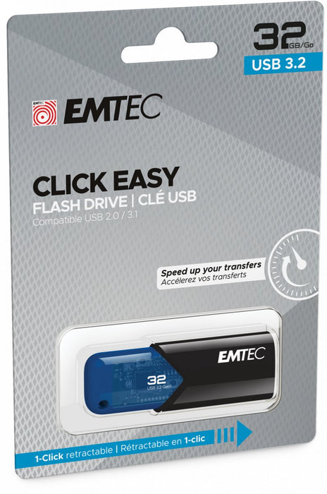 EAN 3126170173126 - Emtec B110 Click Easy 3.2 unidad flash USB 32 GB USB tipo A 3.2 Gen 2 (3.1 Gen 2) Negro, Azul imagen 3