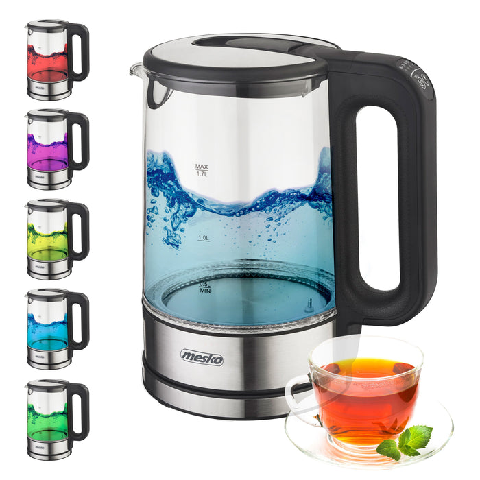 EAN 5903887803915 - Mesko Home MS 1301B tetera eléctrica 1,7 L 2200 W Negro, Acero inoxidable, Transparente imagen 8