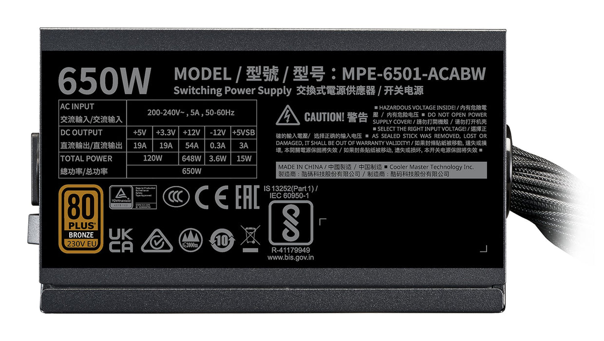 EAN 4719512145227 - Cooler Master MWE Bronze 650 V3 230V unidad de fuente de alimentación 650 W 24-pin ATX ATX Negro imagen 4
