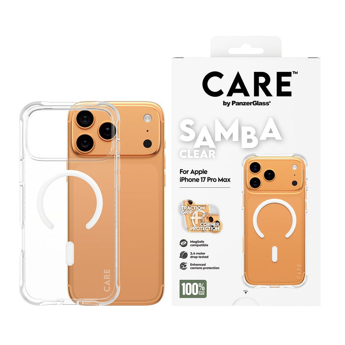 EAN 5715685027062 - PanzerGlass CARE by ® Fashionable Case Samba Transparent w. White MagSafe iPhone 17 Pro Max funda para te imagen 2