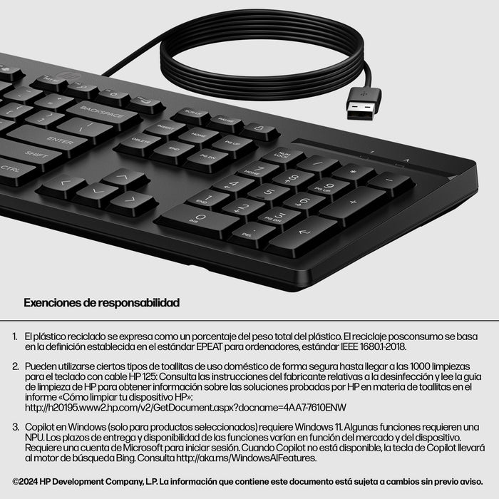 EAN 5715063753064 - HP 125 USB Wired Keyboard teclado Negro imagen 5
