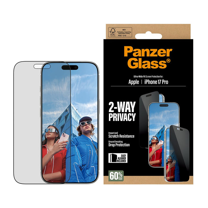 EAN 5715685025570 - PanzerGlass ® 2-Way Privacy Screen Protector iPhone 17 Pro | Ultra-Wide Fit w. EasyAligner Protector de p imagen 2