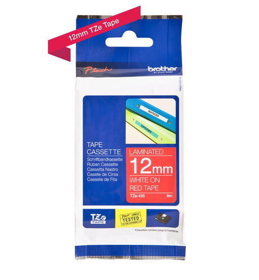 EAN 4977766686297 - Brother TZE-435 cinta para impresora de etiquetas Blanco sobre rojo imagen 2