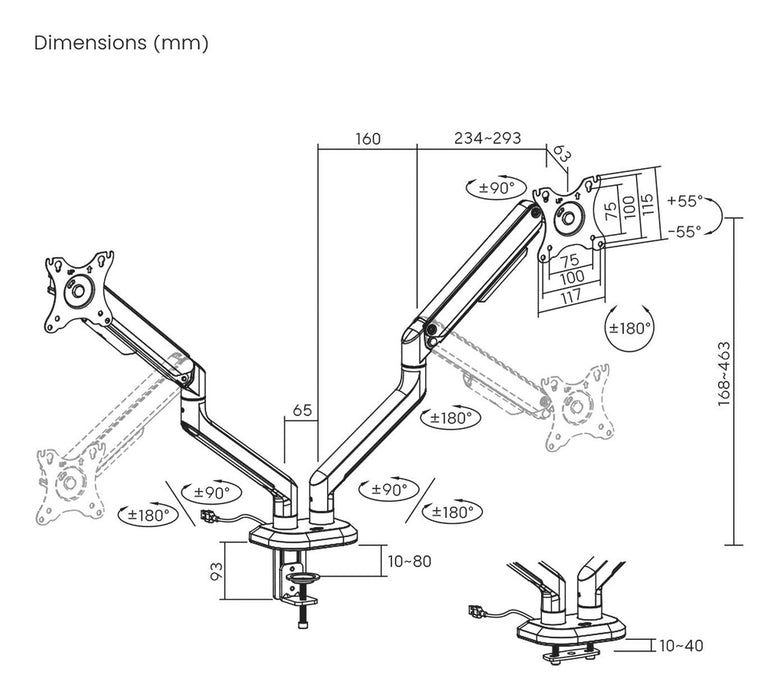 EAN 8435739901663 - AISENS DT32TSR-297 soporte para monitor 81,3 cm (32") Escritorio Negro, Blanco imagen 7