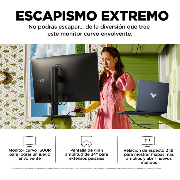 EAN 0197029618894 - OMEN by HP 34 inch WQHD 165Hz Curved Gaming Monitor - OMEN 34c pantalla para PC 86,4 cm (34") 3440 x 1440 imagen 15