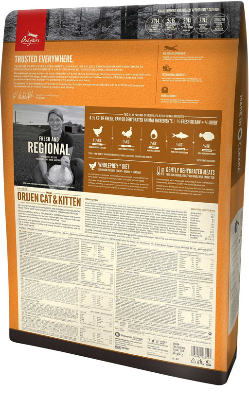 EAN 0064992280543 - Orijen Cat & Kitten alimento seco para gatos 5,4 kg Pollo, Pavo imagen 2