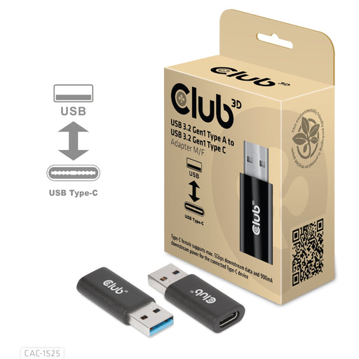 EAN 8719214471897 - CLUB3D CAC-1525 cambiador de género para cable USB A USB TYPE C Negro imagen 2