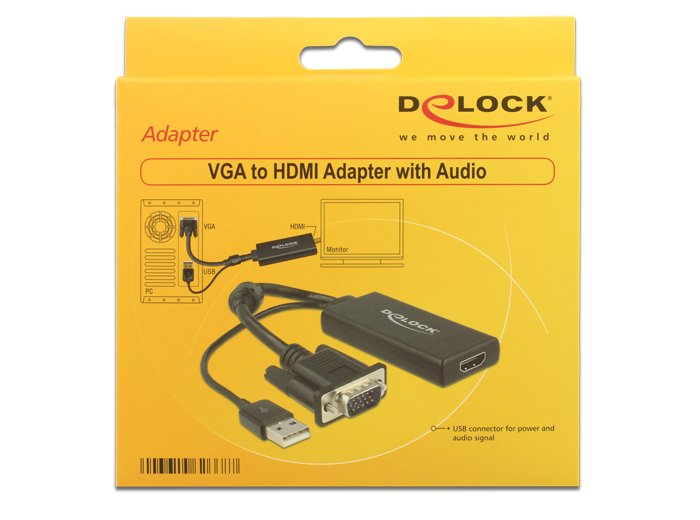 EAN 4043619626687 - DeLOCK 0.25m VGA+USB2.0-A/HDMI 0,25 m VGA (D-Sub) + USB Negro imagen 2