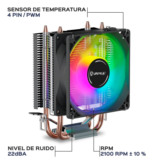 EAN 8436617921186 - UNYKAch UNYCOOL H20 ARGB Procesador Refrigerador de aire 9 cm Gris 1 pieza(s) imagen 5