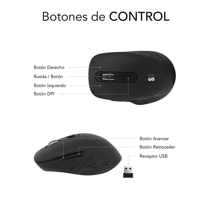 EAN 8436586742997 - SUBBLIM SUBMO-EDCUR01 ratón Universal mano derecha Bluetooth + USB Type-A Óptico 1600 DPI imagen 6