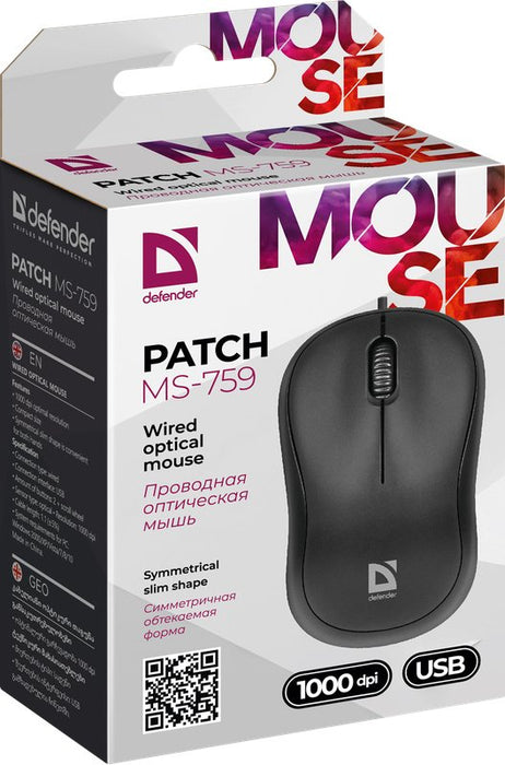 EAN 4714033527590 - Defender PATCH MS-759 ratón Oficina Ambidextro USB tipo A Óptico 1000 DPI imagen 4