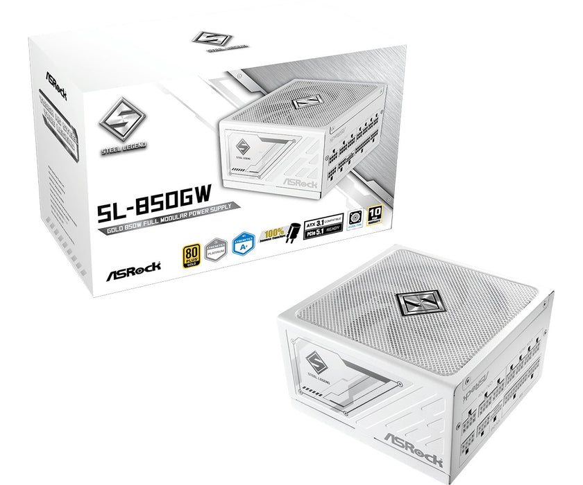 EAN 4710483949067 - Asrock SL-850GW Steel Legend unidad de fuente de alimentación 850 W 20+4 pin ATX ATX Blanco imagen 1