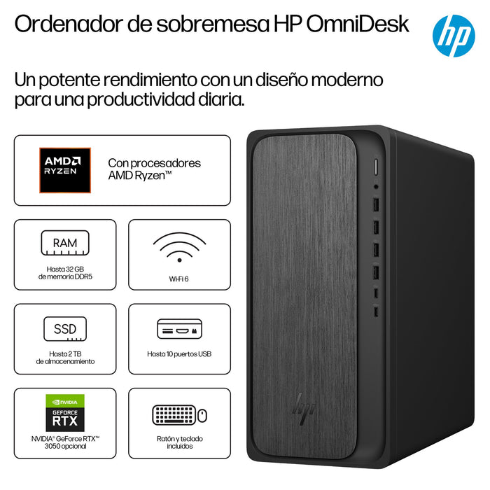 EAN 199764264343 - HP OmniDesk Desktop M02-0013ns PC AMD Ryzen™ 5 8500G 16 GB DDR5-SDRAM Windows 11 Home Torre AI PC imagen 3