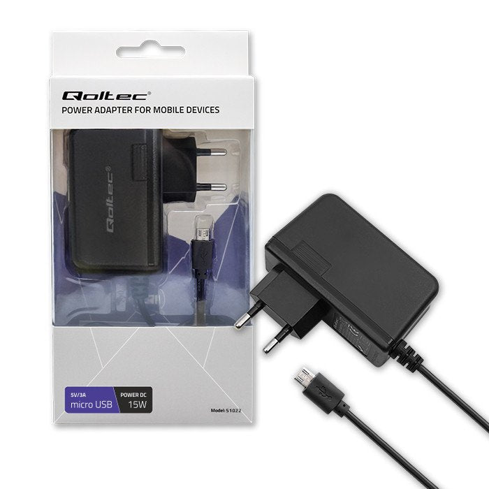 EAN 5901878510224 - Qoltec 51022 cargador de dispositivo móvil Teléfono móvil, Smartphone, Tableta Negro Corriente alterna, C imagen 1