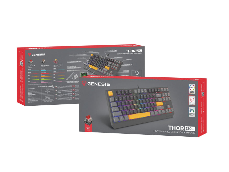 EAN 5901969443318 - GENESIS Thor 230 TKL teclado Juego USB + RF Wireless + Bluetooth QWERTY Negro, Gris, Naranja imagen 18