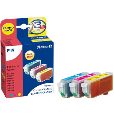 EAN 4018474103291 - Pelikan 3 Ink cartridges cartucho de tinta 3 pieza(s) Cian, Magenta, Amarillo imagen 1