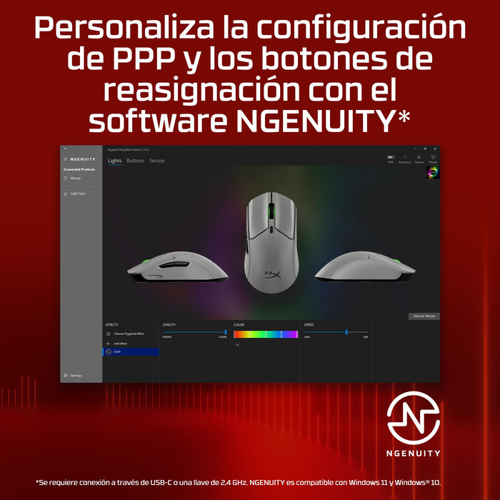 EAN 198122802432 - HyperX Pulsefire Haste 2 Pro 4k Wireless Gaming Mouse ratón Juego Ambidextro Bluetooth + USB Type-C Óptico imagen 5