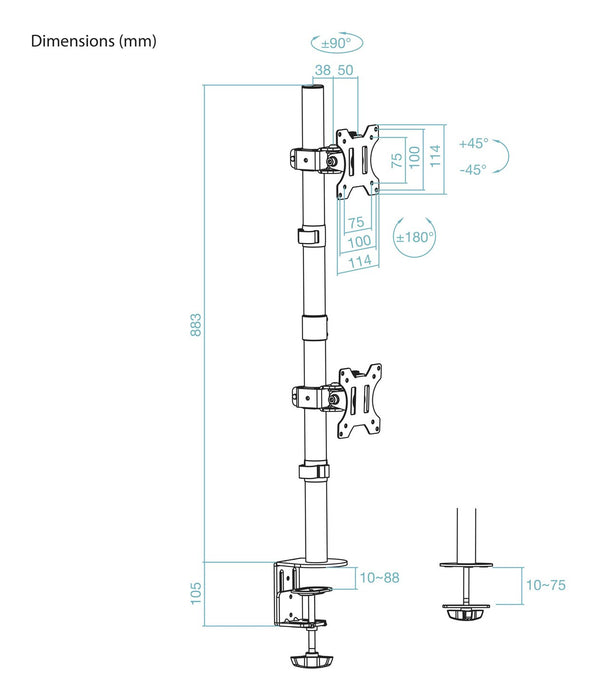 EAN 8433281015593 - TooQ DB1233TNV-B soporte para monitor 81,3 cm (32") Escritorio imagen 6