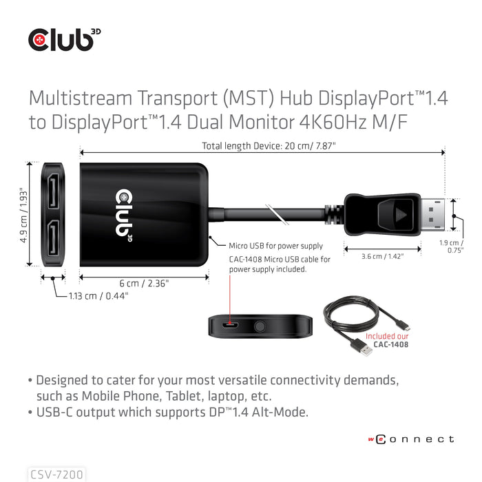 EAN 8719214471927 - CLUB3D Multi Stream Transport (MST) Hub DisplayPort 2x DisplayPort imagen 6