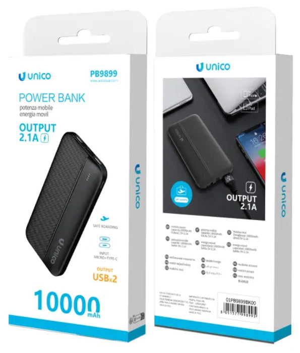 EAN 8051577998995 - UNICO PB9899 batería externa Polímero 10000 mAh Negro imagen 2