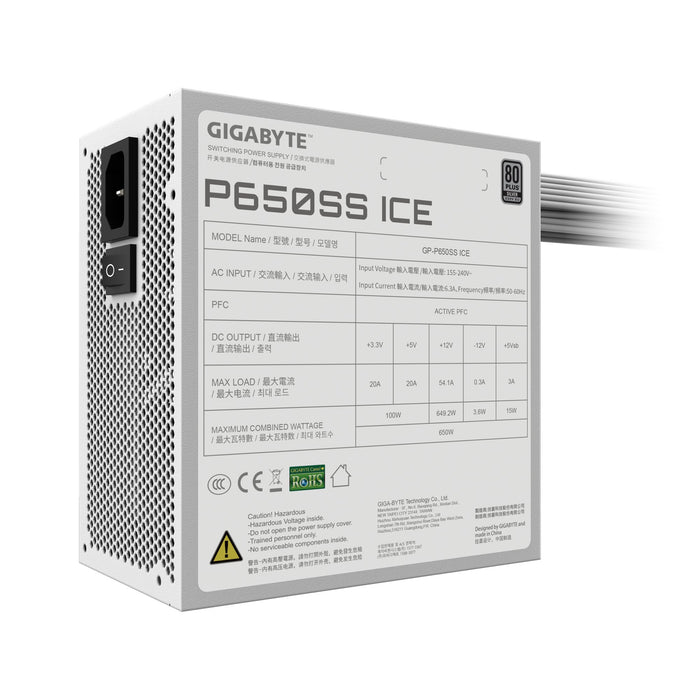 EAN 4719331554927 - GIGABYTE P650SS ICE unidad de fuente de alimentación 650 W 20+4 pin ATX Blanco imagen 6