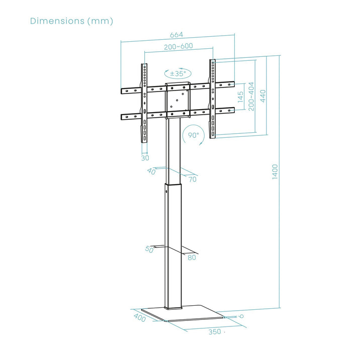 EAN 8433281016316 - TooQ FS2286M-B soporte para TV 177,8 cm (70") Negro imagen 7