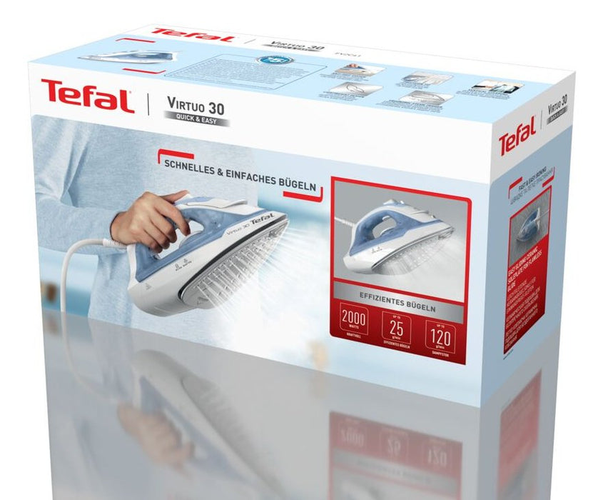 EAN 3121040092767 - Tefal Virtuo 30 FV2C41E0 plancha Plancha vapor-seco Suela de cerámica 2000 W Azul, Blanco imagen 12