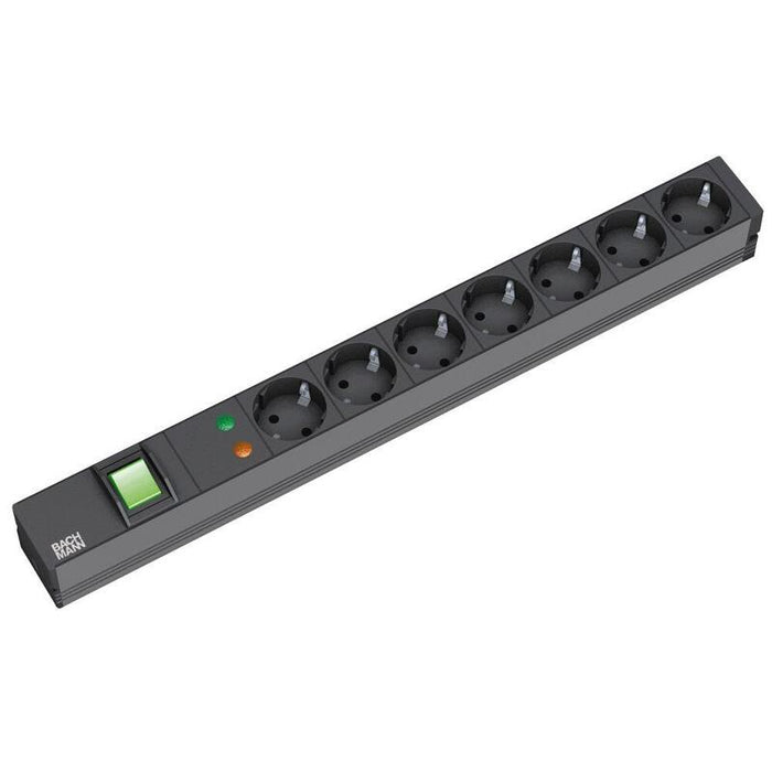 Bachmann 19" Regleta Alu 1he 7-Tomas, Negro 2,0m