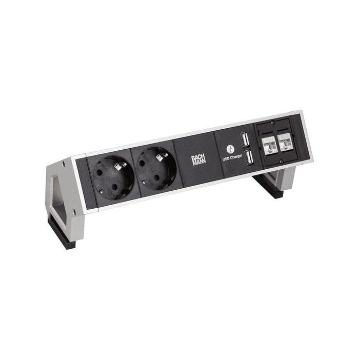 Bachmann Desk Tischsteckdose 2-Fach, Farbe: Inox