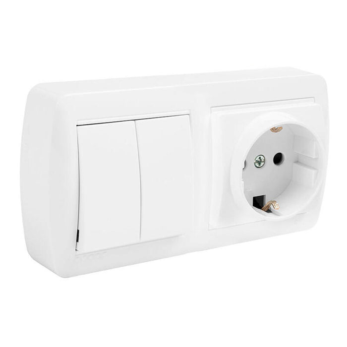 Base Schuko Bipolar Con T/Tl, Doble Conmutador Y Con Obturador 148x72x42mm S. Mural Solera Mur36u