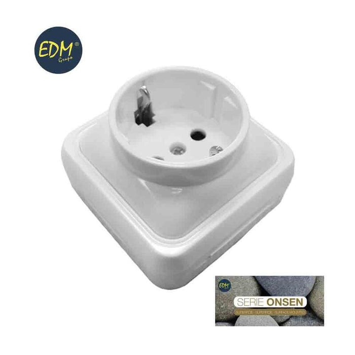 Base Schuko T/Tl Superficie "Serie Onsen" (Bolsa Blister)