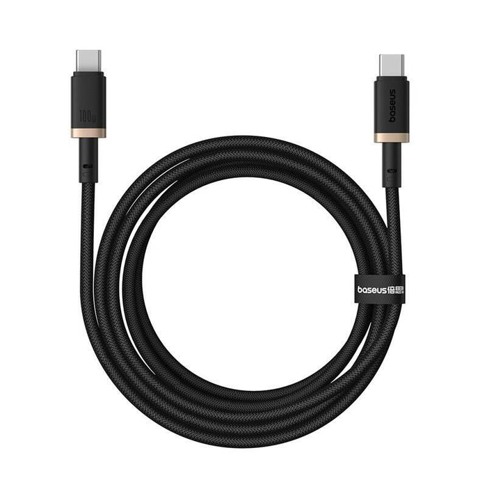 Baseus Dura Cable De Carga Rápida Tipo C A Tipo C 100 W 2 M Negro, Oro