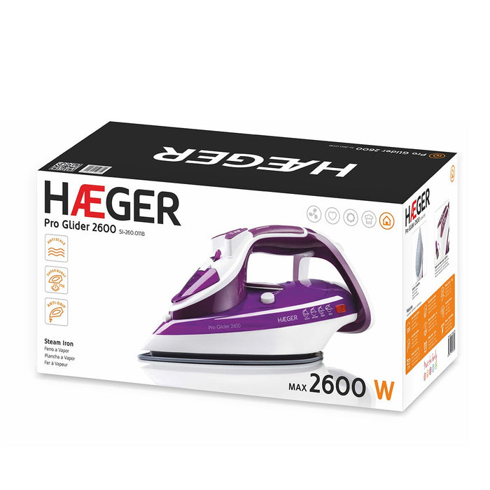 EAN 5608475008900 - Haeger Pro Glider 2600 Plancha vapor-seco Suela de cerámica 2600 W Violeta, Blanco imagen 6