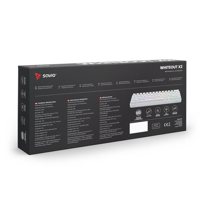 EAN 5901986049357 - Savio WHITEOUT X2 PEACH teclado Juego USB QWERTY Inglés internacional Blanco imagen 16