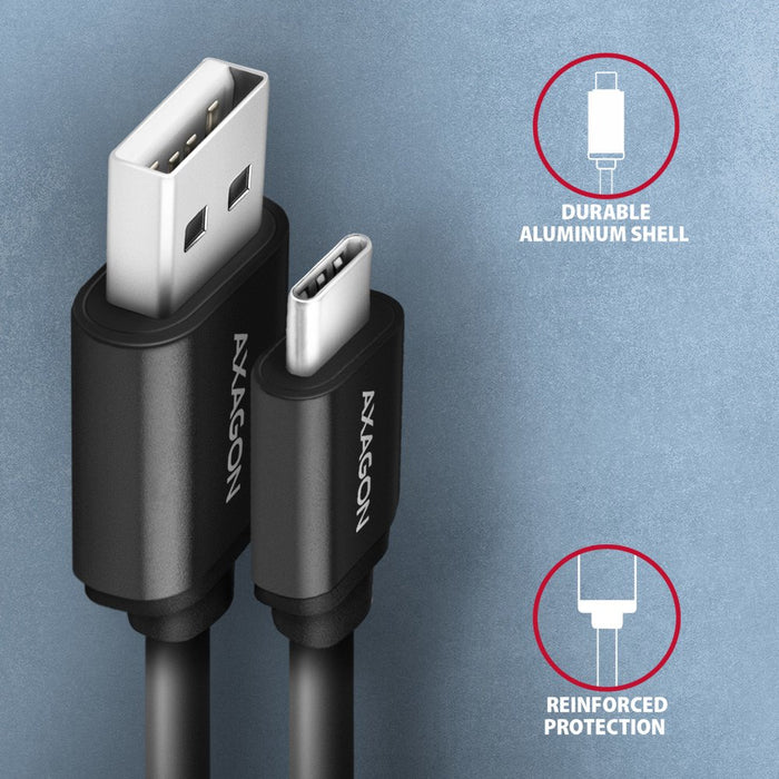 EAN 8595247906229 - Axagon Data and charging USB 2.0 cable length 1.1 m. 3A. Black twisted. cable USB 1,1 m USB A USB C Negro imagen 3