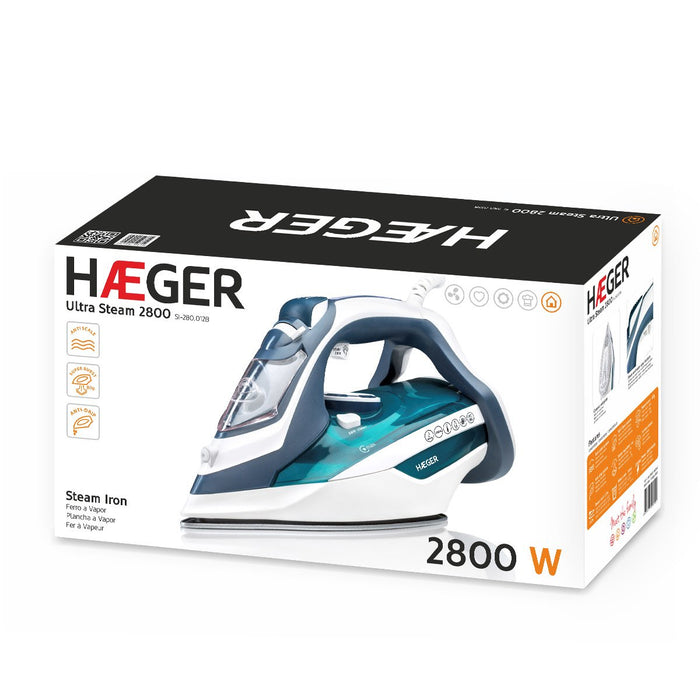 EAN 5608475009501 - Haeger Ultra Steam 2800 Plancha vapor-seco Suela de cerámica 2800 W Azul, Blanco imagen 3