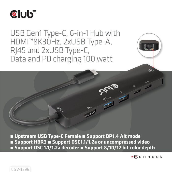 EAN 8719214472344 - CLUB3D CSV-1596 base para portátil y replicador de puertos USB 3.2 Gen 1 (3.1 Gen 1) Type-C Negro imagen 7