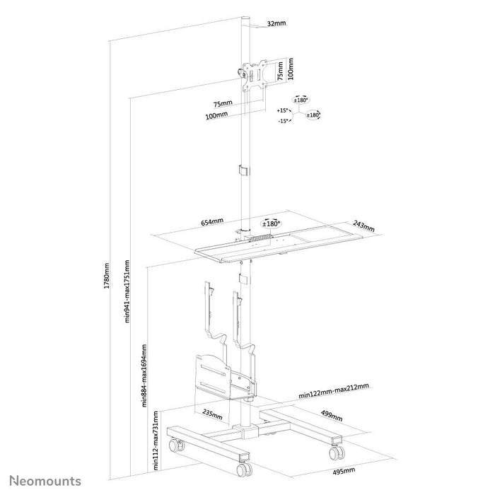 EAN 8717371447038 - Neomounts FPMA-MOBILE1700 mueble y soporte para dispositivo multimedia Negro imagen 5
