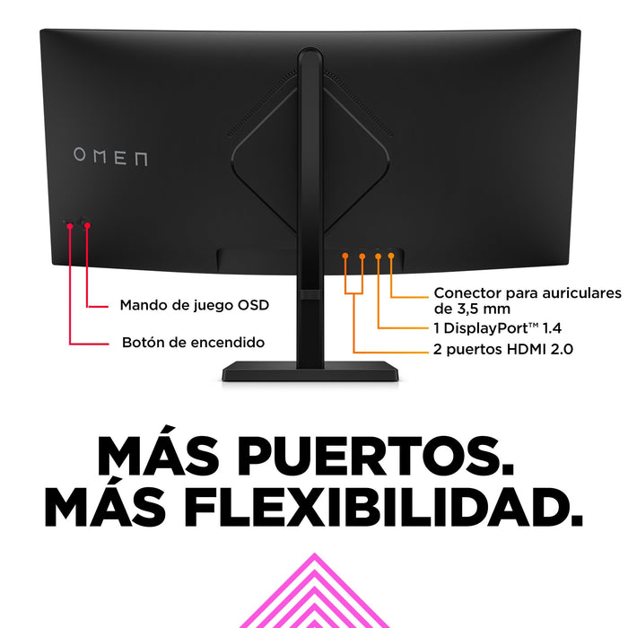 EAN 0197029618894 - OMEN by HP 34 inch WQHD 165Hz Curved Gaming Monitor - OMEN 34c pantalla para PC 86,4 cm (34") 3440 x 1440 imagen 8