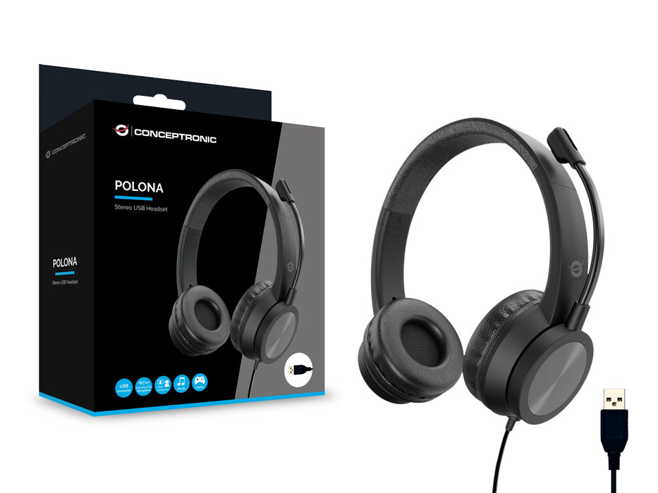 EAN 4015867241059 - Conceptronic POLONA05B auricular y casco Auriculares Alámbrico Diadema Llamadas/Música USB tipo A Negro imagen 7