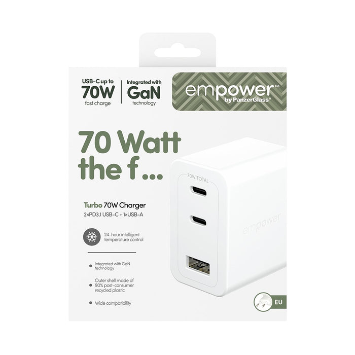 EAN 5715685027598 - PanzerGlass empower by ® Turbo 70W Multiple Charger incl. 2 x USB-C + USB-A | EU Plug | Silver White Prot imagen 3