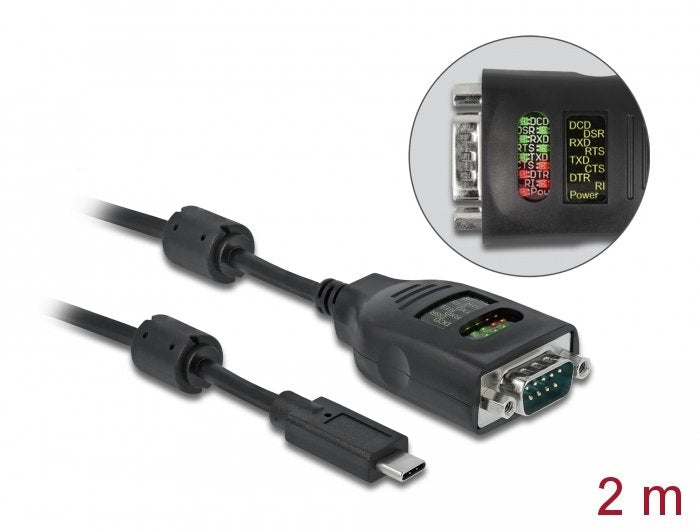 EAN 4043619904143 - DeLOCK 90414 cable de serie Negro 2 m USB Tipo C RS-232 DB9 imagen 2
