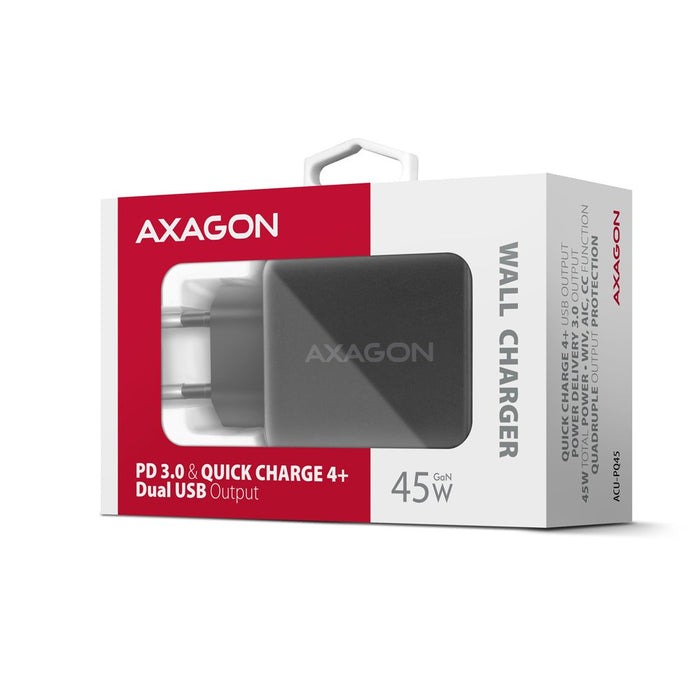 EAN 8595247907905 - Axagon ACU-PQ45 QC 3.0, 4.0/AFC/FCP/PPS/PD, 45W, schwarz - Netzladegerät mit USB-A und USB-C Schnittstell imagen 10