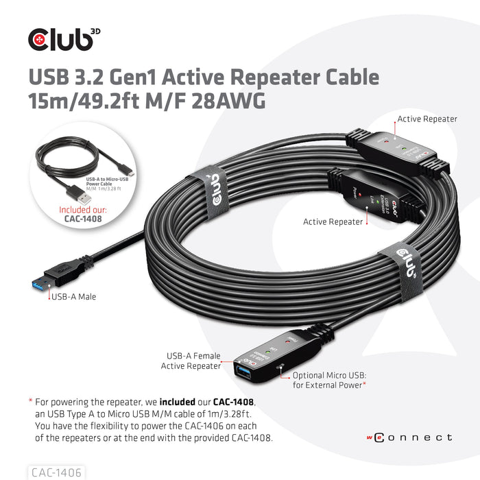 EAN 8719214471798 - CLUB3D CAC-1406 cable USB USB 3.2 Gen 1 (3.1 Gen 1) 15 m USB A Negro imagen 7