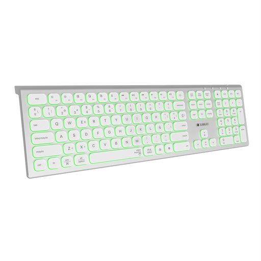 EAN 8436586742652 - SUBBLIM SUBKB-3MIE300 teclado Universal RF Wireless + Bluetooth QWERTY Español Plata, Blanco imagen 1